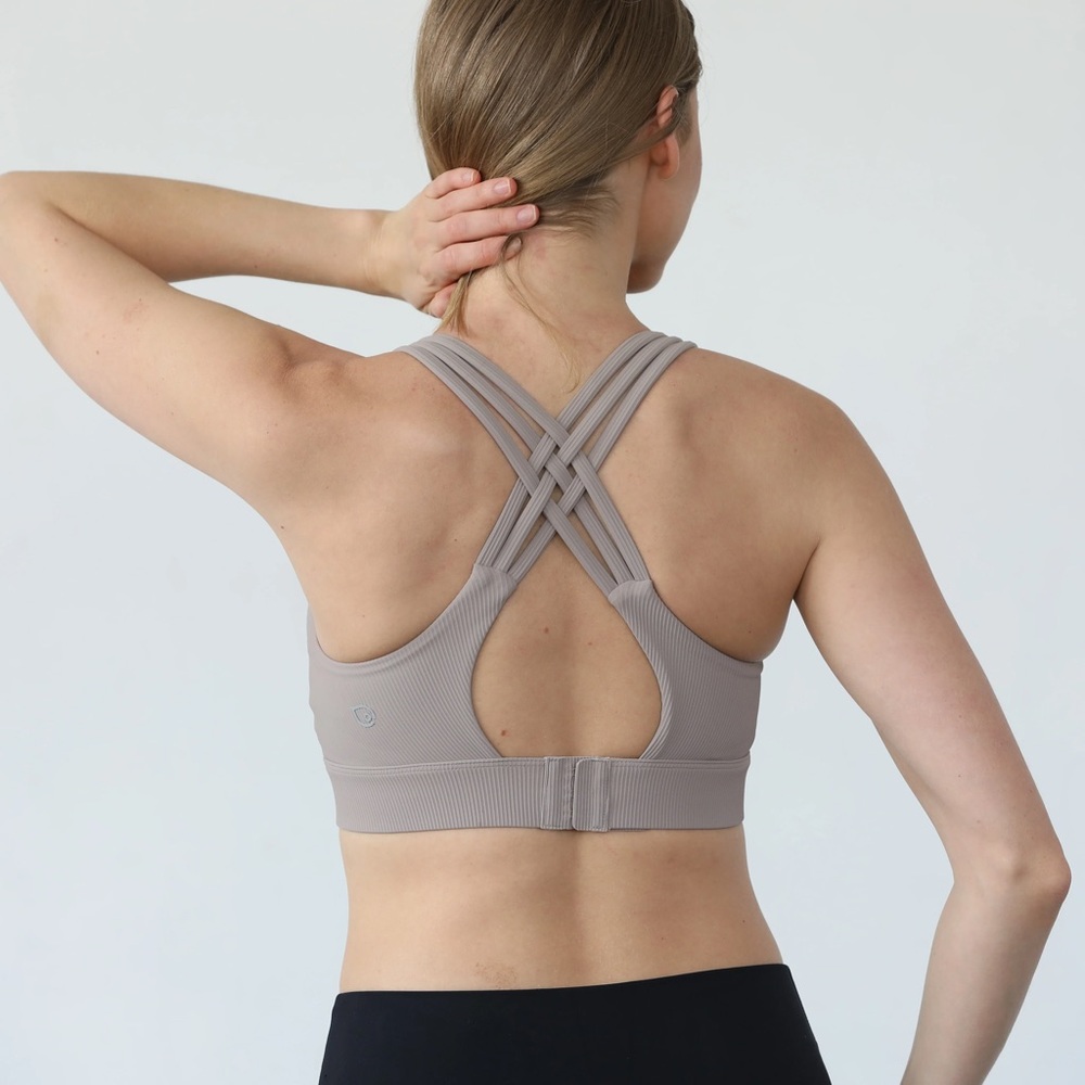 Sweat and Milk Chloe 4 Running Nursing & Pumping Sports Bra (Ribbed Chai) size L - Picture 8 of 10